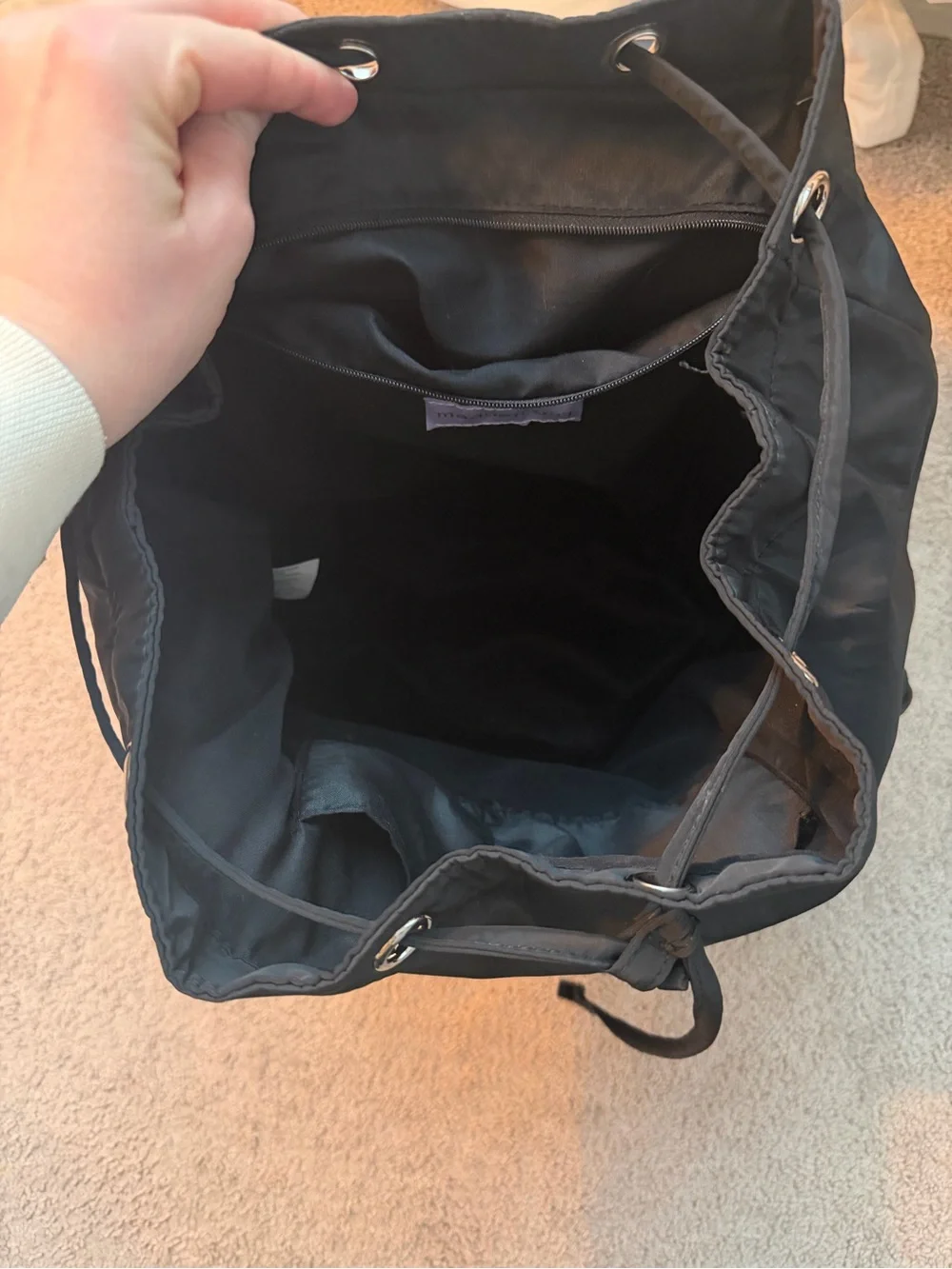Madden Girl Black Nylon Backpack with Silver Hardware